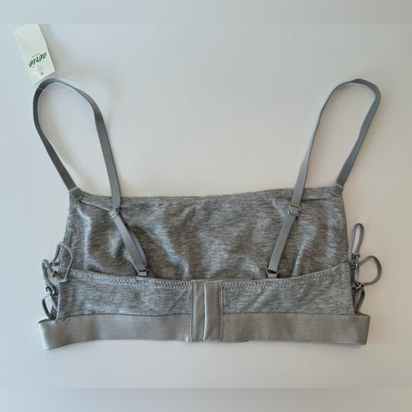 NWT Aerie Square Neck Side Lace-up Bralette Grey Size Small - Picture 4 of 6